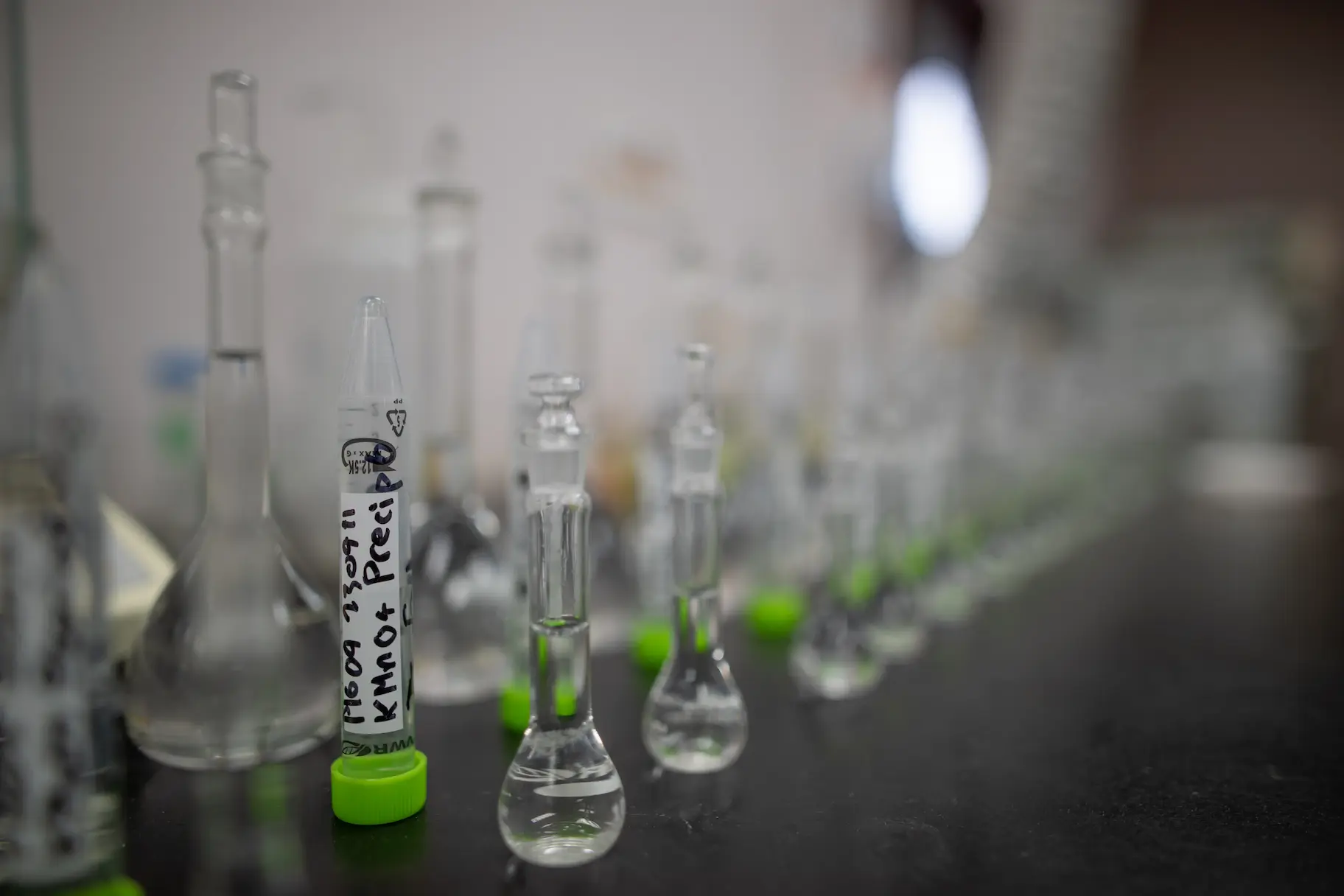 test tubes on a lab bench